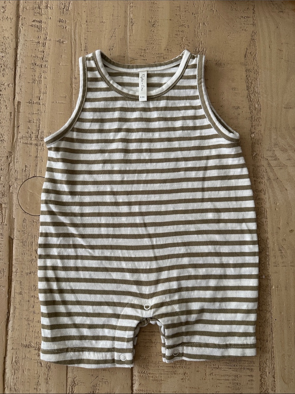 Rylee + Cru Sleeveless One-Piece Romper, Green Stripe, 0-3M